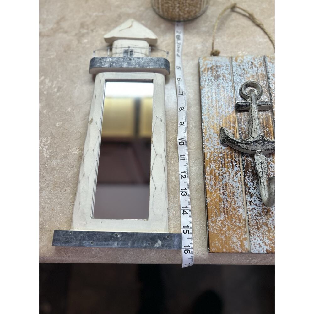 Nautical Bathroom Decor Lighthouse Mirror Anchor Hook Beach House Shore Home - Picture 10 of 13